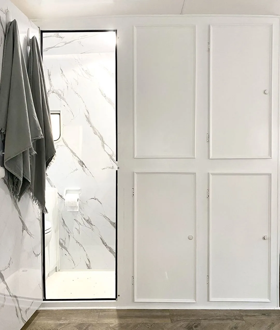 White bathroom in caravan