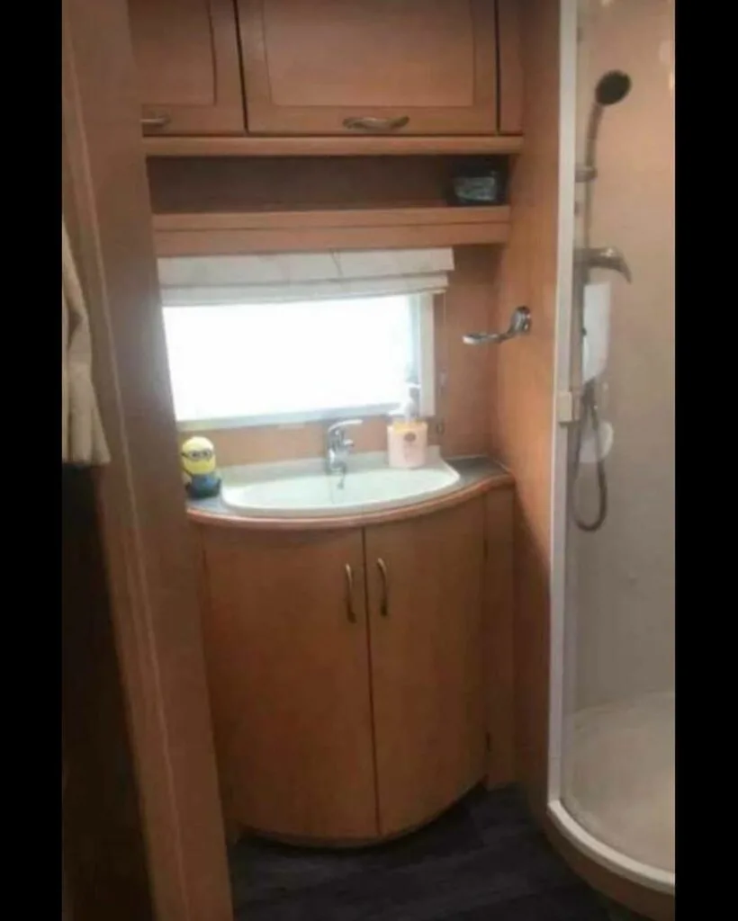 Caravan bathroom before renovation.