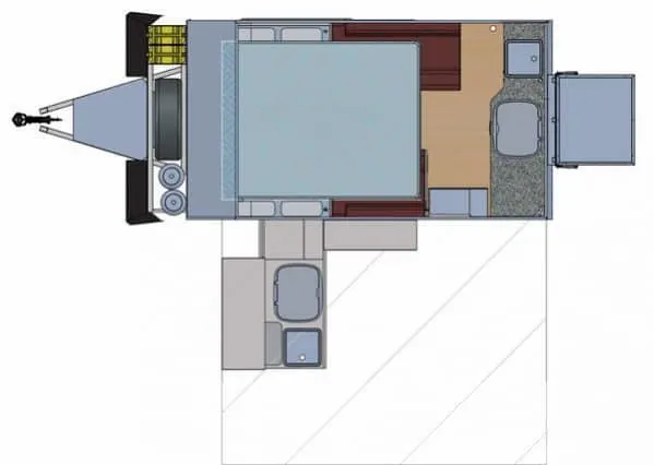 Australian Off Road Odyssey hybrid caravan floorplan.