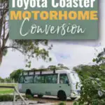 Exterior view of a 2002 Toyota Coaster Motorhome with caption: Stunning Toyota Coaster motorhome conversion.