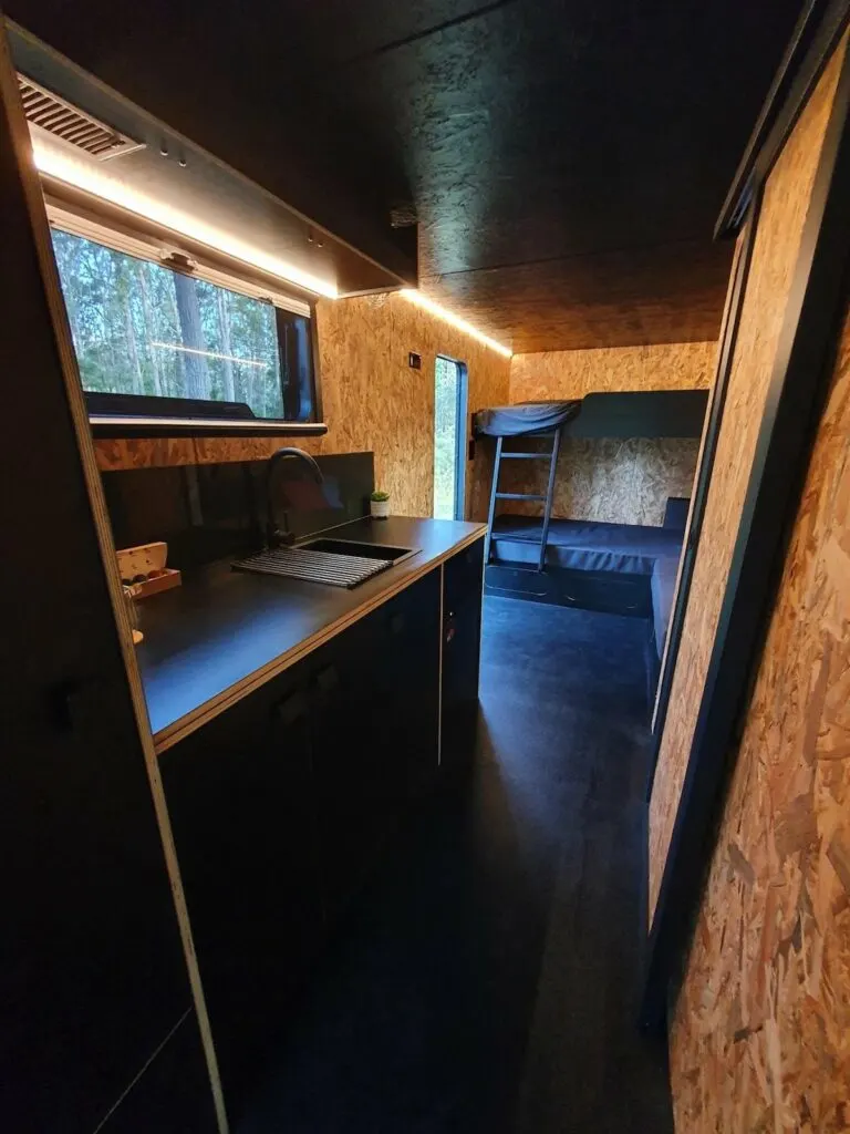 Interior view of the Häuslein Hauler caravan.