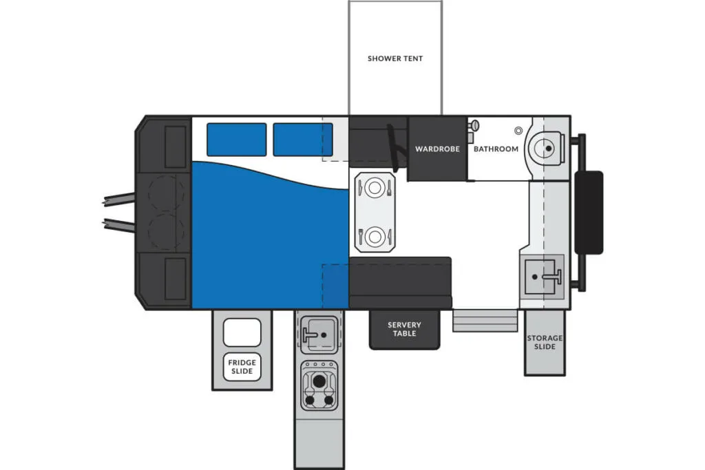 Floor plan of the MDC XT12HR off road caravan.